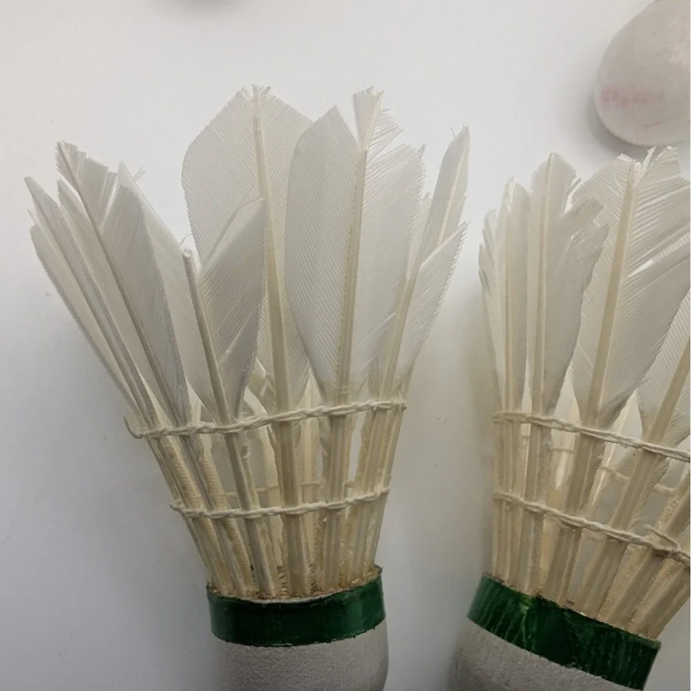 R S L TOURNEY Badminton Shuttlecocks Tube Feather White Green 10pc Vintage READ
